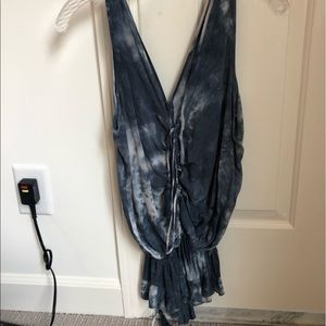 Tie dye tie up romper